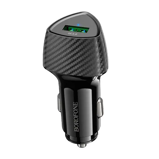Адаптер автомобильный BOROFONE Solid single-port car charger BZ31 |1USB, 18W/3A, QC| - фото 1