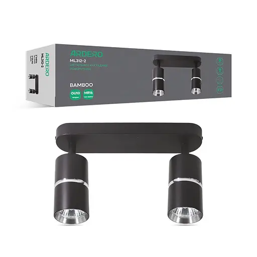 Спот Ardero ML312-2 BAMBOO під лампу чорний хром - фото 1