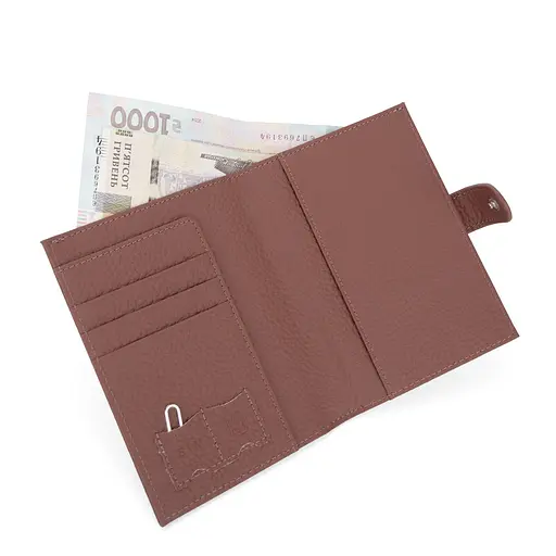 Обложка на паспорт 3459 кожаная с карманом для денег красная - фото 2