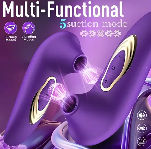 Премиум вибратор для клитора с присоской, стимулятор сосков, 10 режимов вибрации фиолетовый - фото 4