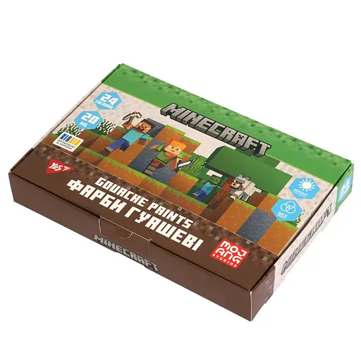 Гуашевые краски Yes Minecraft 24 цветов по 20 мл (230409)