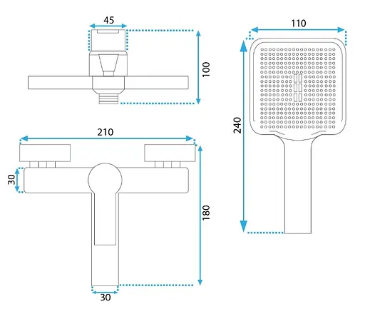 Змішувач для ванни Rea Argus black настінний з виливом REA-B6407 Чорний матовий - фото 6