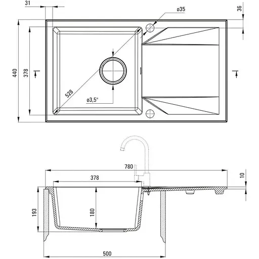 Кухонна мийка Deante Evora ZQJ G113 - фото 2