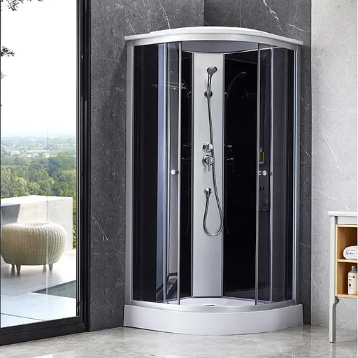 Душевой бокс Lidz Tani SB90x90.SAT.LOW.GR, Хром матовый, тонированный, хром матовый - фото 3