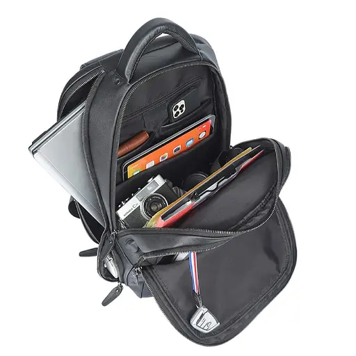 Мужской кожаный рюкзак John McDee 44х32х17 см sum0028450 - фото 6