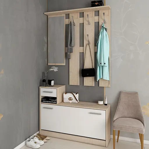 Прихожая Doros Alice Белый/Дуб Сонома 1 зеркало 100х25х182,9 (44900238) - фото 7