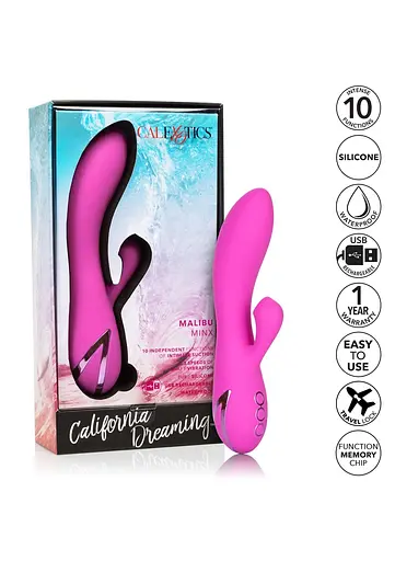Вібратор-кролик CalExotics Malibu Minx 20.8 см рожевий - фото 6