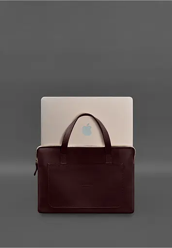 Кожаный чехол BlankNote с ручками для ноутбука 13 дюйм Бордовый - фото 4