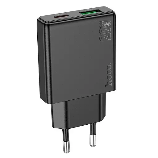 Адаптер сетевой Hoco Delgado dual Port charger N38 1USB/1Type-C, 20W/3A, PD/QC| - фото 1