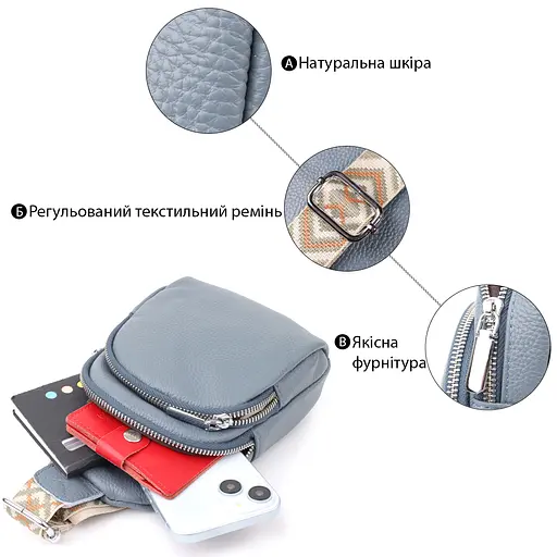 Женская сумка-слинг Vintage из натуральной кожи 15х21.5х6.5 см sum0027606 - фото 4