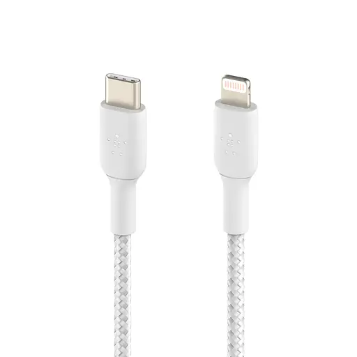 Кабель Belkin USB-С - Lightning, BRAIDED[1m, white] - фото 3