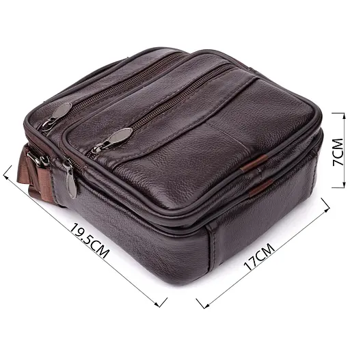 Невелика вертикальна сумка з ручкою для чоловіків із натуральної шкіри Vintage 17х19,5х7 см sum0027475 - фото 3