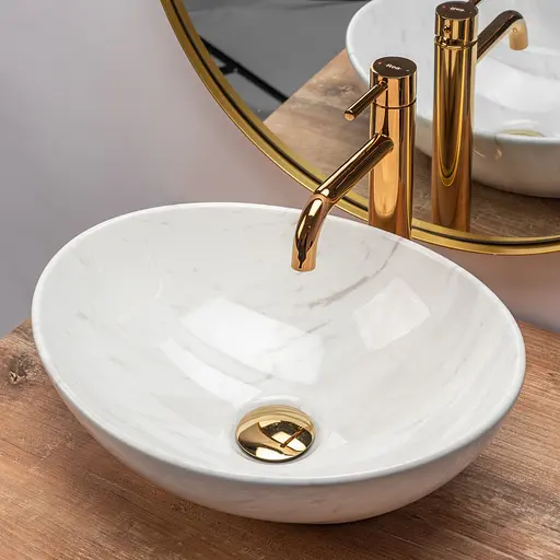 Умивальник Rea Sofia calala marmur накладний REA-U6598, Білий - фото 3