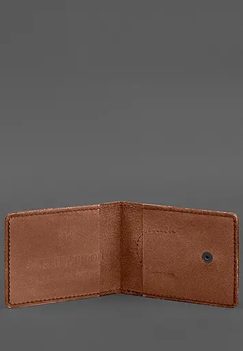 Кожаная обложка для удостоверения участника боевых действий с карманом для жетона светло-коричневая - фото 3