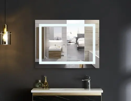 Дзеркало Mixxus WARM MR02-70x50-CASE з LED Touch, Anti-fog, димером, регулюванням яскравості, годинником (MI6669) - фото 3