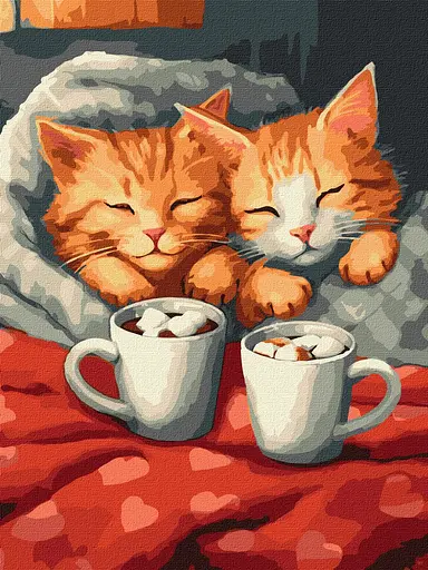 Набор для росписи по номерам Влюбленные коты, 30x40 см, КНО6588