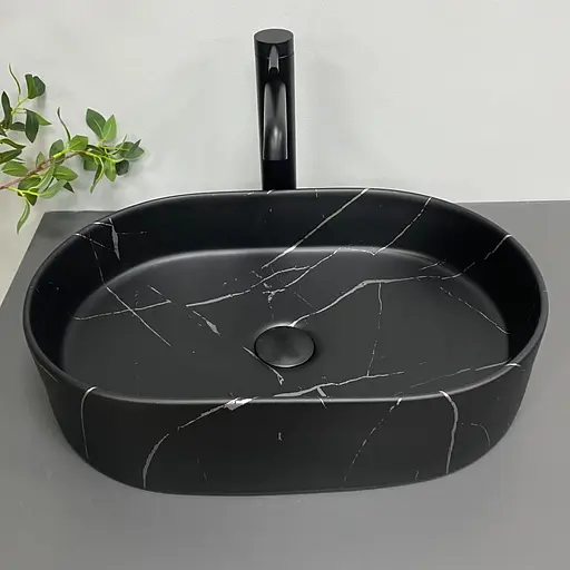 Умивальник VBI Verona 50 black marmo matt накладний VBI-011328, Чорний матовий - фото 1