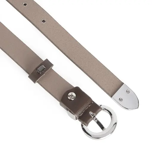 Ремень женский кожаный узкий JK-2032 (115 см) коричневый с серебряной пряжкой - фото 4