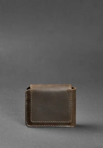 Кожаный портмоне 4.2 на кнопке темно-коричневый Crazy Horse - фото 5