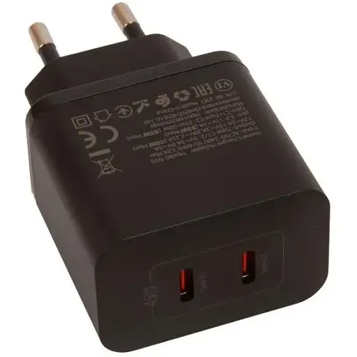 Мережевий зарядний пристрій Hoco N35 2 виходи Type-C PD 45 W білий - фото 1