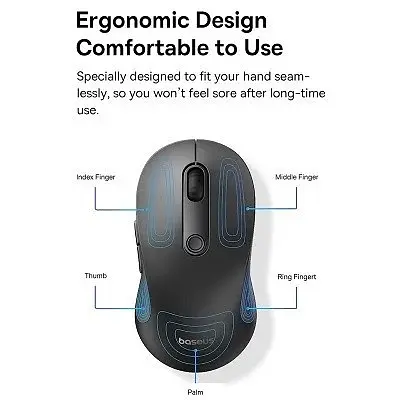 Миша комп'ютерна Baseus F02 Ergonomic Wireless Mouse black - фото 6