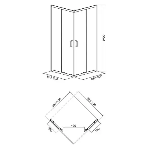 Душевая кабина Cersanit Brasco 90x90 см квадратная раздвижная прозрачное стекло без поддона хром S168-006, прозрачный, хром - фото 2