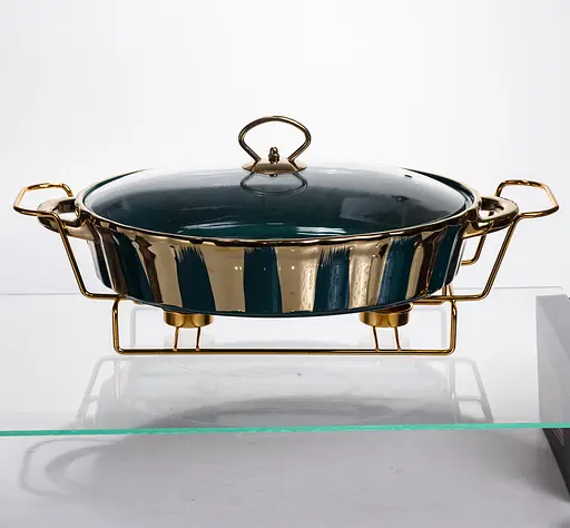 Мармит фарфоровый настольный овальный 2 литра мармитница с подогревом Yiwu JY-7 - фото 3