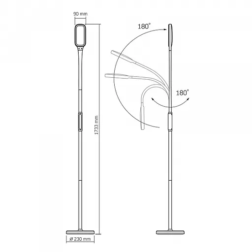 LED торшер чорний VIDEX TF07B 14W 3000-5500K - фото 7