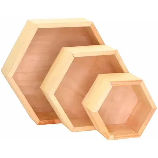 Набір дерев'яних декоративних поличок Rosa Talent Соти 3 шт (13х15х8 см 18х21х8 см 23х27х8 см)