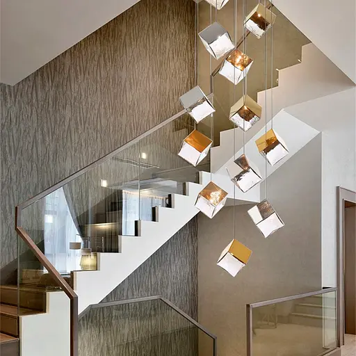 Підвіс в латунному корпусі із прозорим квадратним плафоном Line.F MJ 89 GD - фото 7