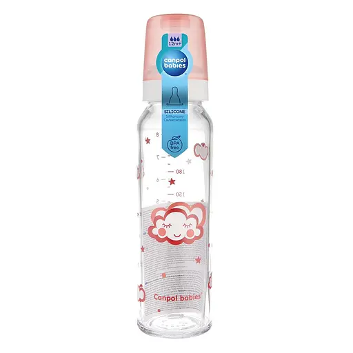 Пляшка з вузьким отвором скляна 240 мл Рожева - фото 4