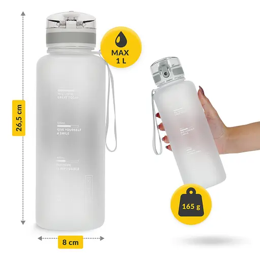 Пляшка для води 4FIZJO спортивна 1000 мл Grey (P-5905973404273) - фото 3