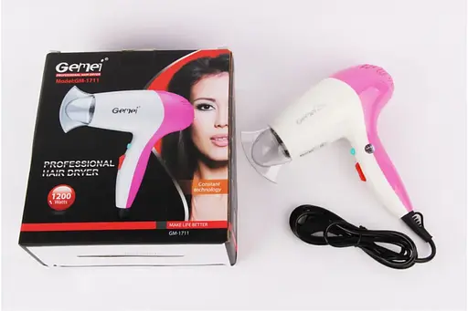 Потужний маленький якісний фен для сушіння укладки волосся Gemei GM-1711 електрофен - фото 5