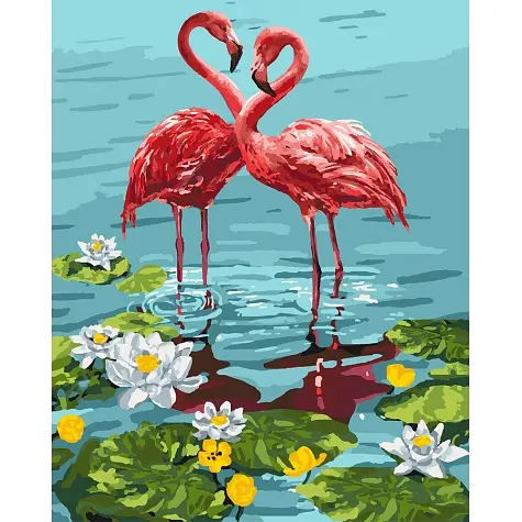 Набор для росписи по номерам Пара фламинго, 40x50 см, КНО4144