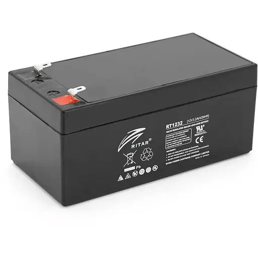 Акумуляторна батарея AGM RITAR RT1232, Gray/Black Case, 12V 3.2Ah (133 х 67х 59 (63) ) Q10