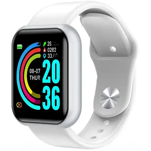 Фитнес-браслет D20 пульсометр, тонометр, шагомер White (16094)