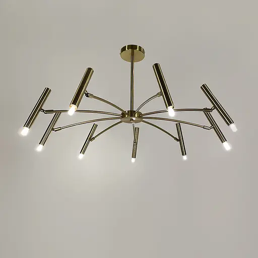 Латунна трубчаста люстра з 9 регулюючими плафонами | Арт. ST01/9 AB | Line F - фото 1