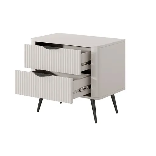 Тумба приліжкова Perfect Home Ланте / Lante з 2 шухлядами і чорними ніжками 2S Беж (PFH-091185) - фото 2