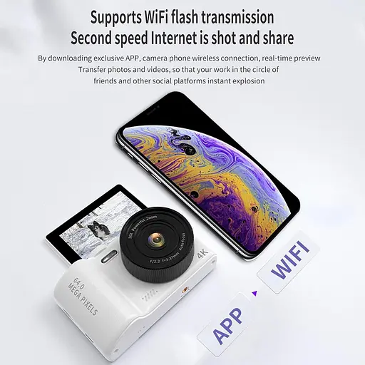 Andoer 4K Цифровая камера для детей подростков Wi-Fi Цифровая видеокамера 64MP 3-дюймовый флип-экран 16-кратный цифровой зум - фото 5