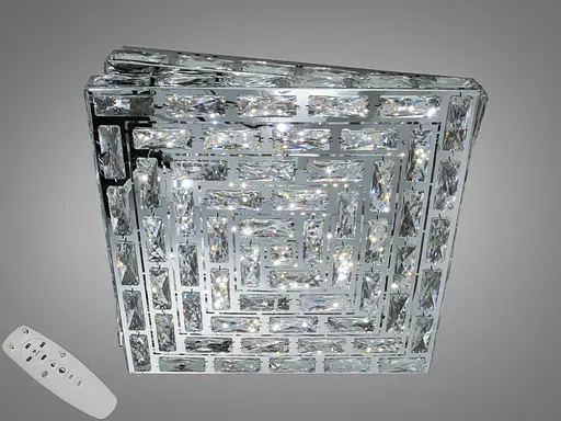 Люстра LED кришталева квадрат хром 82W пульт - фото 1