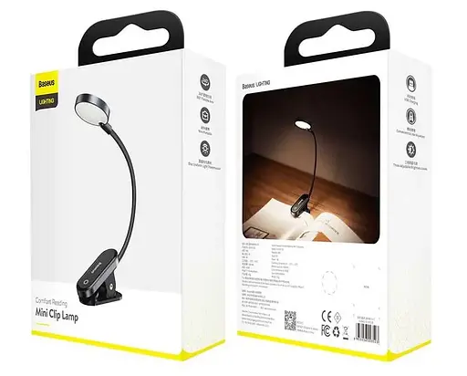 Міні лампа-прищіпка Baseus з акумулятором Comfort Mini Clip Lamp 350 мА·ч 3 режими Гнучкість 360° Чорний - фото 10