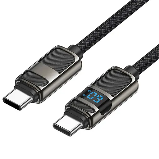 Дата кабель Hoco U137 Line with display Type-C to Type-C 60W (1.2m) Black - фото 2