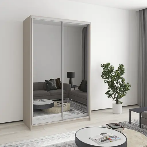 Шафа-купе дводверна MebelStar Стандарт AL 2 Дзеркала 130x60x210 см Кашемір (MBS-2543)