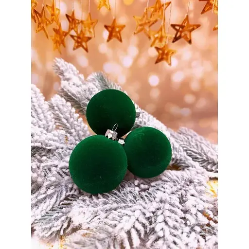 Набір ялинкових куль Оксамит 60 мм 6 шт Зелений - фото 1