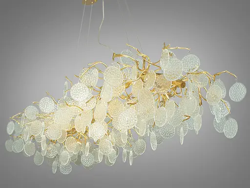 Аристократична кришталева люстра видовженої форми на 15 ламп, золото - фото 2