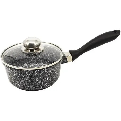 Кастрюля Styleberg из литого алюминия с антипригарным гранитным покрытием и крышкой 1.4 л 16 см ST-3016 черная - фото 1