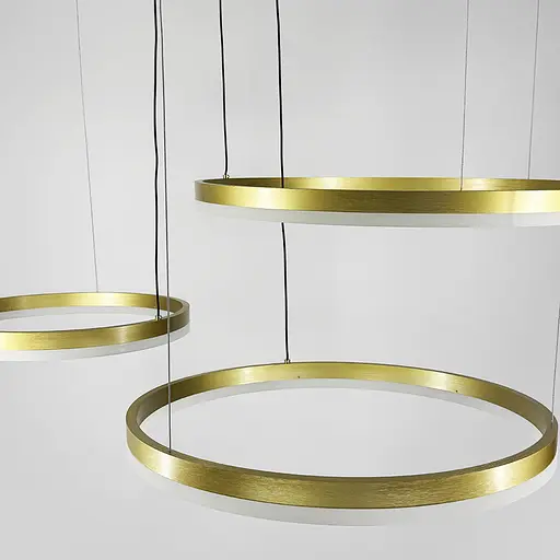 Светодиодная люстра на три кольца в латунном каркасе 80+60+40 см Ст. 9009-800*600*400 GD Line F - фото 5