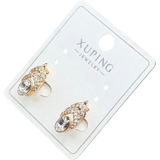 Сережки Xuping з рельєфним дизайном та цирконієм гіпоалергенне медичне золото - фото 1