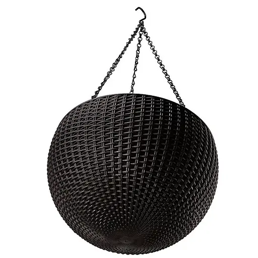 Горшок для растений Keter Rattan Hanging Sphere с цепочками подвесной темно-коричневый 8.6 л - фото 3