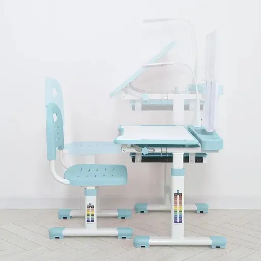 Парта Bambi M 5068-12 регулируемая высота, подставка для книги, лампа светло-голубая - фото 3